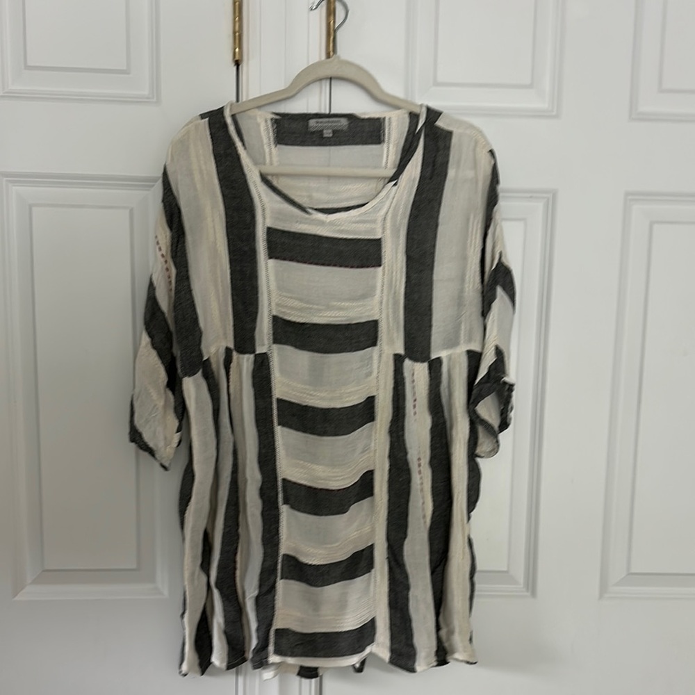 Cost Plus World Market Black and White Striped Mini Dress